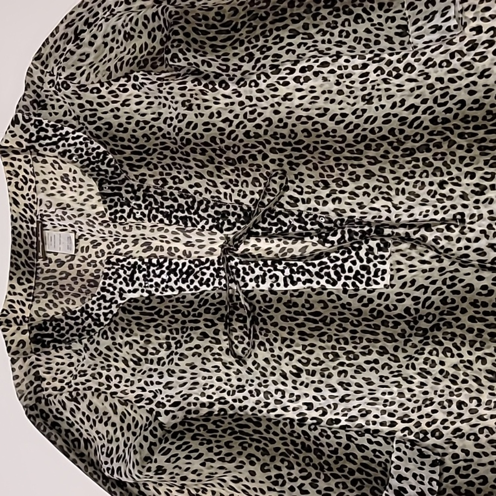 Tommy Bahama Leopard Nehru Collar With Paillette Cover Up Black Gray Large - Picture 5 of 14